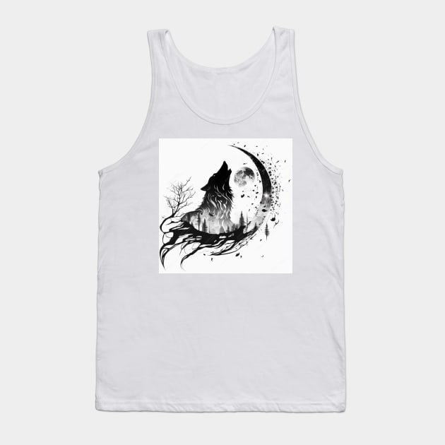 Wolf and Moon 1 Tank Top by AstroRisq